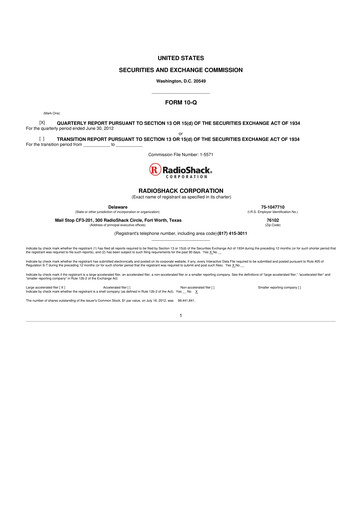 Thumbnail RadioShack 10-Q Quarterly Report FY 