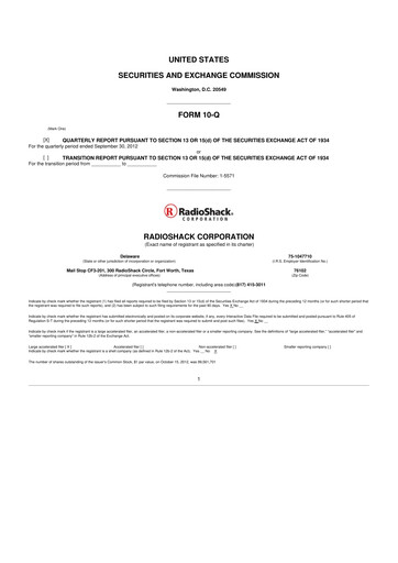 Thumbnail RadioShack 10-Q Quarterly Report FY 