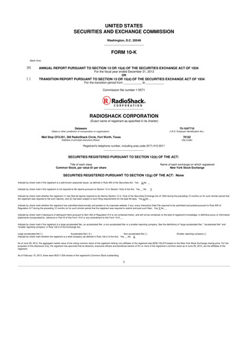 Thumbnail RadioShack 10-K Annual Report 