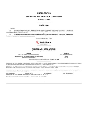 Thumbnail RadioShack 10-Q Quarterly Report FY 