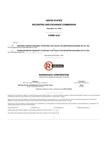 Thumbnail RadioShack 10-Q Quarterly Report FY 