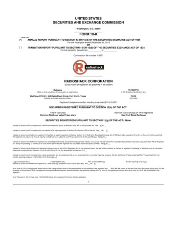 Thumbnail RadioShack 10-K Annual Report 