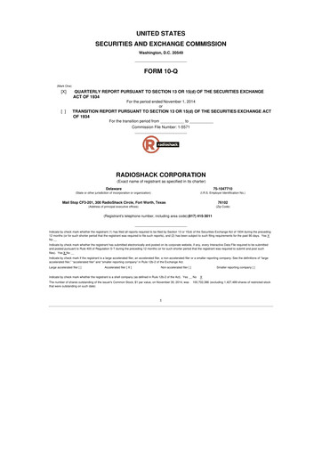 Thumbnail RadioShack 10-Q Quarterly Report FY 