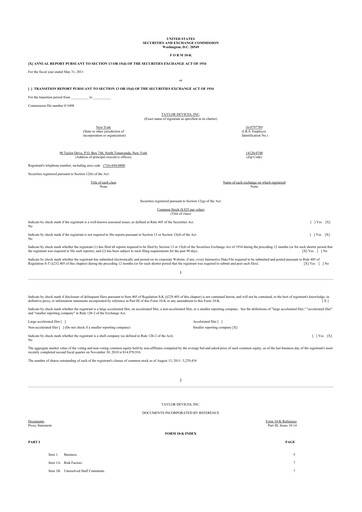 Thumbnail Taylor Devices 10-K Annual Report 