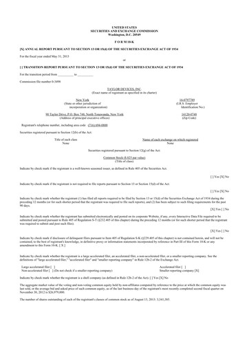 Thumbnail Taylor Devices 10-K Annual Report 2013