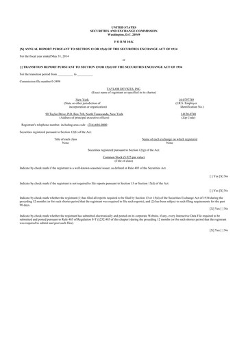 Thumbnail Taylor Devices 10-K Annual Report 2014