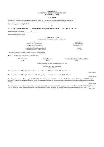 Thumbnail Taylor Devices 10-K Annual Report 2022