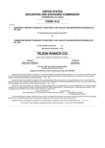 Thumbnail Tejon Ranch
 10-Q Quarterly Report FY2017 