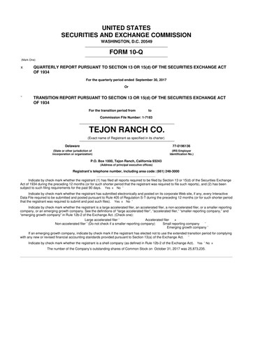 Thumbnail Tejon Ranch
 10-Q Quarterly Report FY2017 