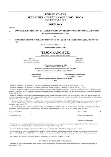 Thumbnail Tejon Ranch
 10-K Annual Report 2017