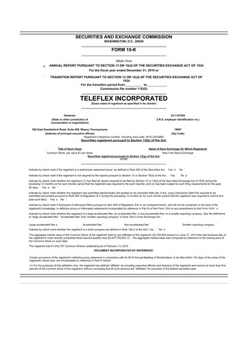 Thumbnail Teleflex 10-K Annual Report 2014