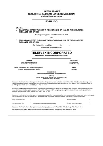 Thumbnail Teleflex 10-Q Quarterly Report FY2015 