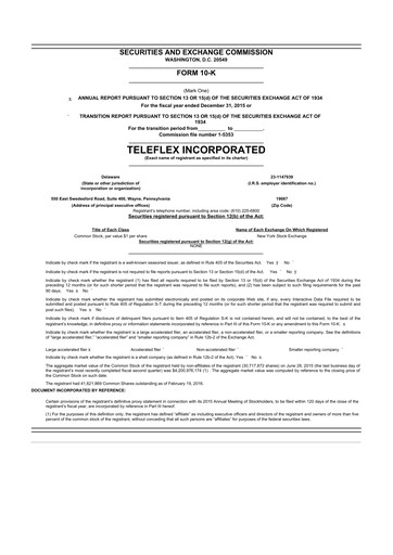 Thumbnail Teleflex 10-K Annual Report 2015