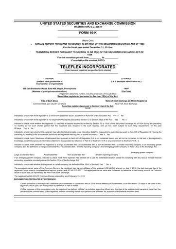 Thumbnail Teleflex 10-K Annual Report 2018