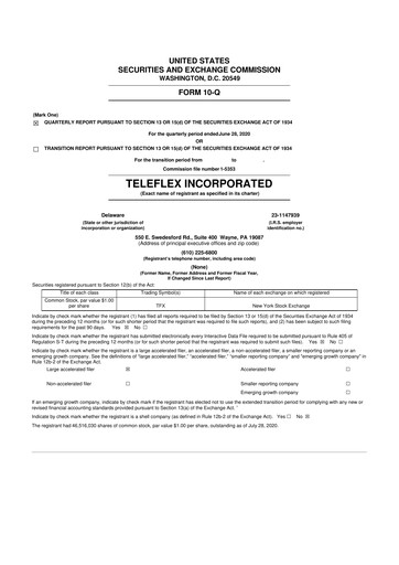 Thumbnail Teleflex 10-Q Quarterly Report FY2020 