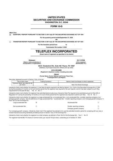 Thumbnail Teleflex 10-Q Quarterly Report FY2020 
