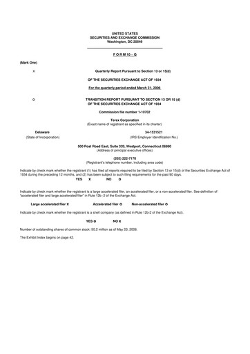 Thumbnail Terex
 10-Q Quarterly Report FY 
