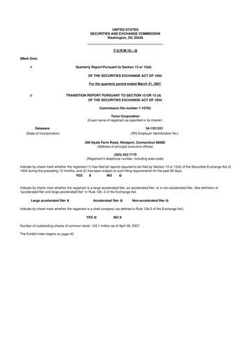 Thumbnail Terex
 10-Q Quarterly Report FY 