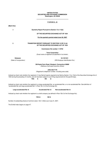 Thumbnail Terex
 10-Q Quarterly Report FY 