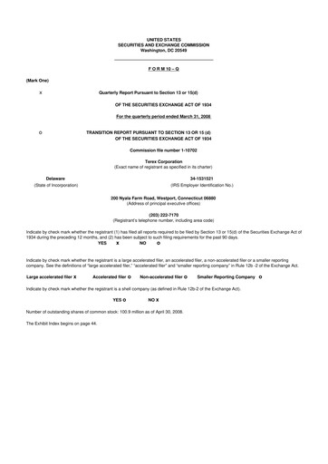 Thumbnail Terex
 10-Q Quarterly Report FY 