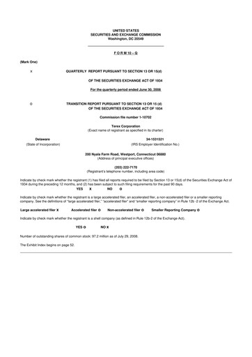 Thumbnail Terex
 10-Q Quarterly Report FY 