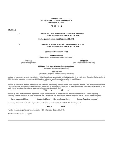 Thumbnail Terex
 10-Q Quarterly Report FY 