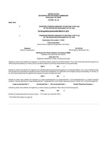 Thumbnail Terex
 10-Q Quarterly Report FY2013 