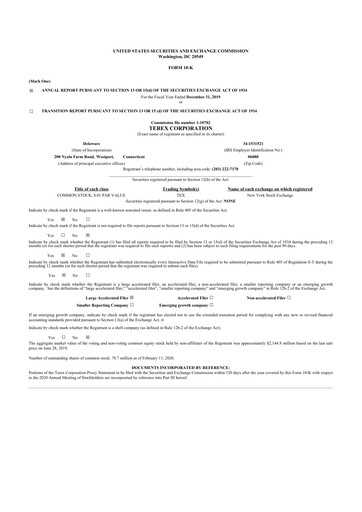 Thumbnail Terex
 10-K Annual Report 2019