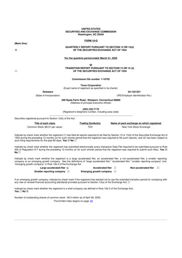 Thumbnail Terex
 10-Q Quarterly Report FY2020 