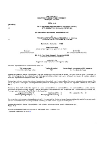 Thumbnail Terex
 10-Q Quarterly Report FY2020 