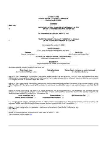 Thumbnail Terex
 10-Q Quarterly Report FY2021 