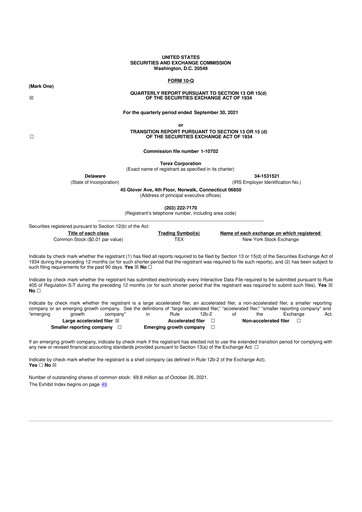 Thumbnail Terex
 10-Q Quarterly Report FY2021 