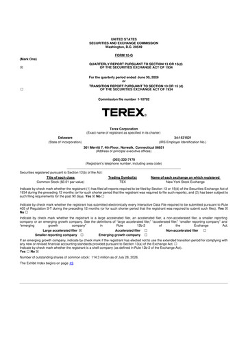 Miniature Terex
 10-Q Rapport trimestriel 2026 