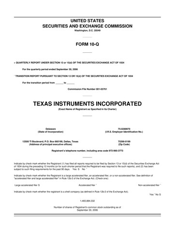 Vorschaubild Texas Instruments 10-Q Quartalsbericht  