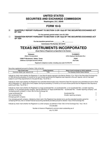 Vorschaubild Texas Instruments 10-Q Quartalsbericht 2024 