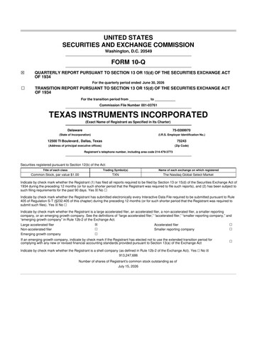 Thumbnail Texas Instruments 10-Q Quarterly Report FY2026 