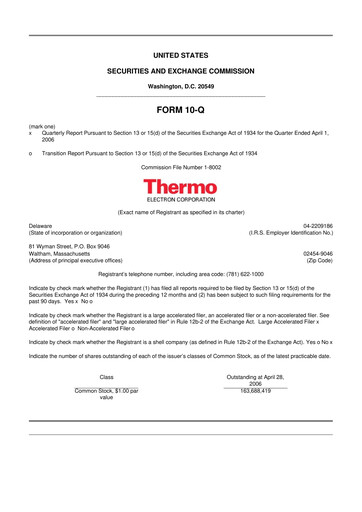 Thumbnail Thermo Fisher Scientific 10-Q Quarterly Report FY 
