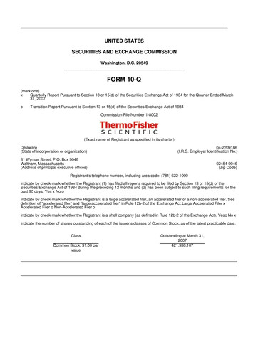 Thumbnail Thermo Fisher Scientific 10-Q Quarterly Report FY 
