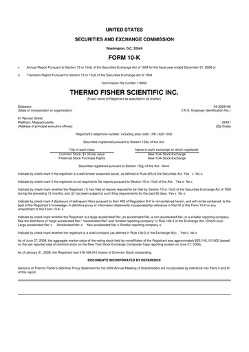 Thumbnail Thermo Fisher Scientific 10-K Annual Report 
