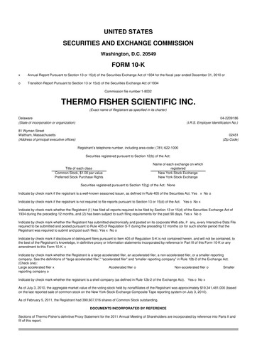 Thumbnail Thermo Fisher Scientific 10-K Annual Report 