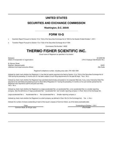Thumbnail Thermo Fisher Scientific 10-Q Quarterly Report FY 