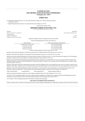 Thumbnail Thermo Fisher Scientific 10-K Annual Report 2015