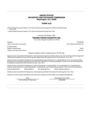 Thumbnail Thermo Fisher Scientific 10-Q Quarterly Report FY2016 