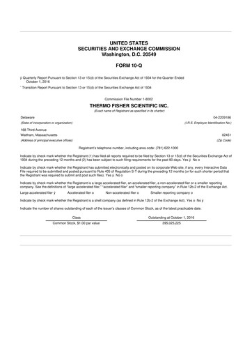 Thumbnail Thermo Fisher Scientific 10-Q Quarterly Report FY2016 