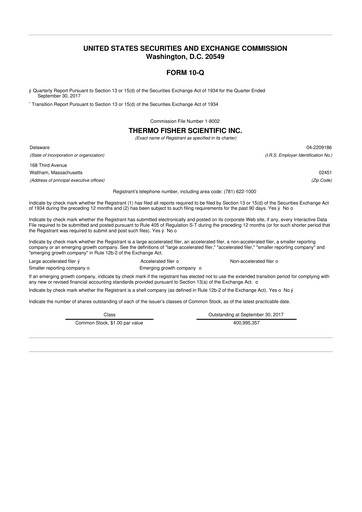 Thumbnail Thermo Fisher Scientific 10-Q Quarterly Report FY2017 