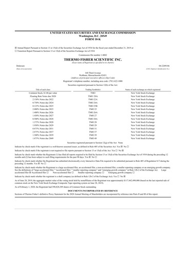 Thumbnail Thermo Fisher Scientific 10-K Annual Report 2019