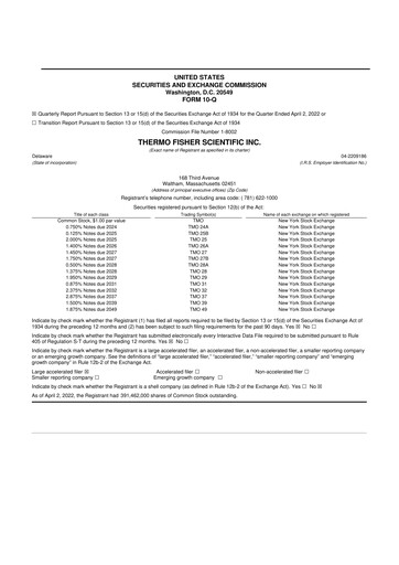 Thumbnail Thermo Fisher Scientific 10-Q Quarterly Report FY2022 
