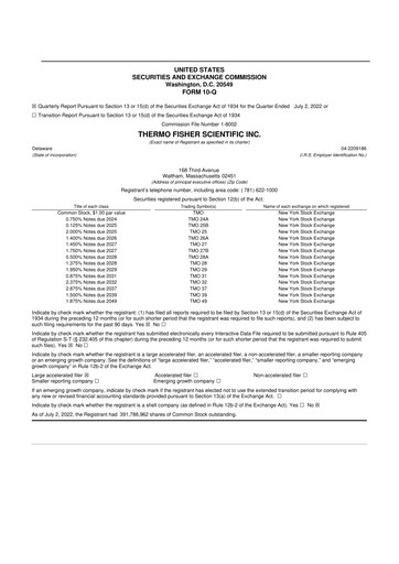 Thumbnail Thermo Fisher Scientific 10-Q Quarterly Report FY2022 