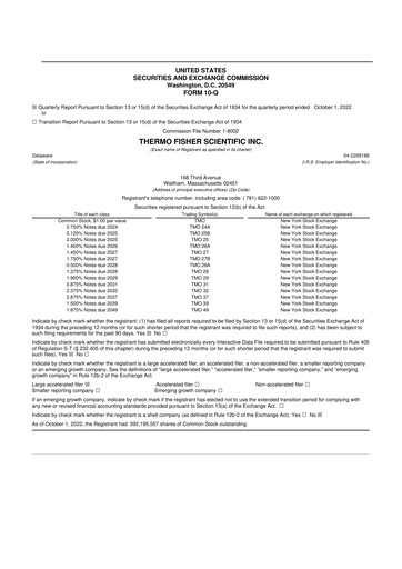 Thumbnail Thermo Fisher Scientific 10-Q Quarterly Report FY2022 