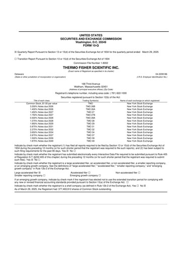 Thumbnail Thermo Fisher Scientific 10-Q Quarterly Report FY2025 